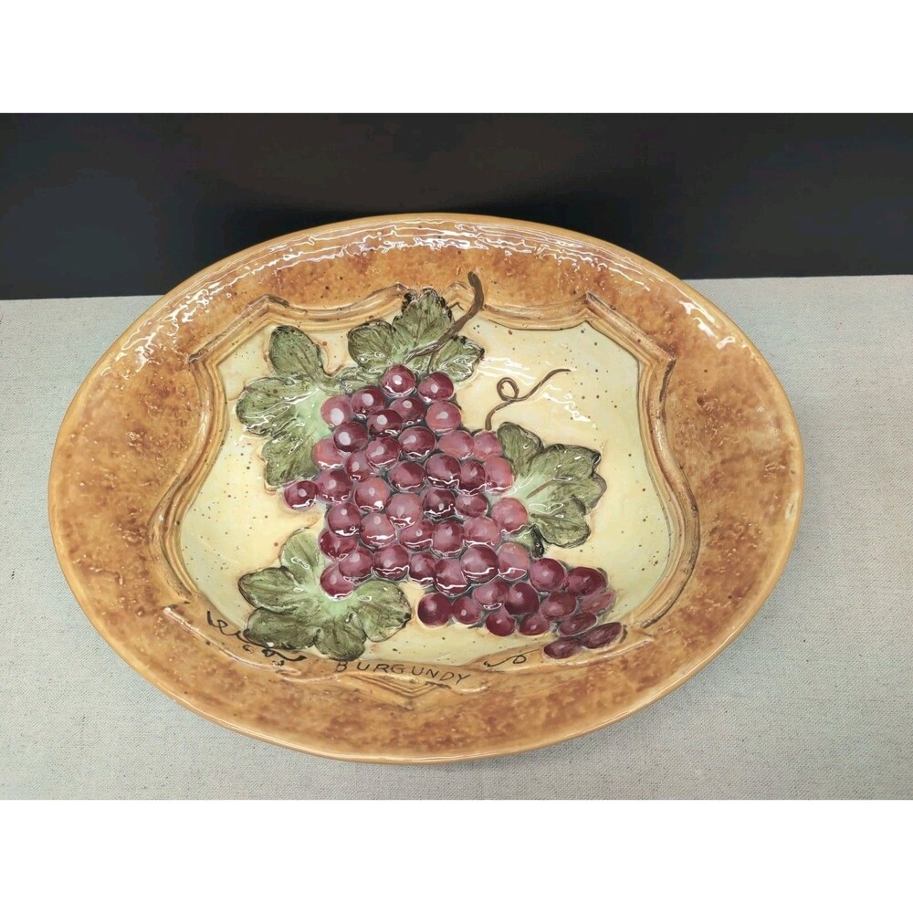 Certified International by Susan Winget - Burgundy- Decorative Oval Serving Bowl